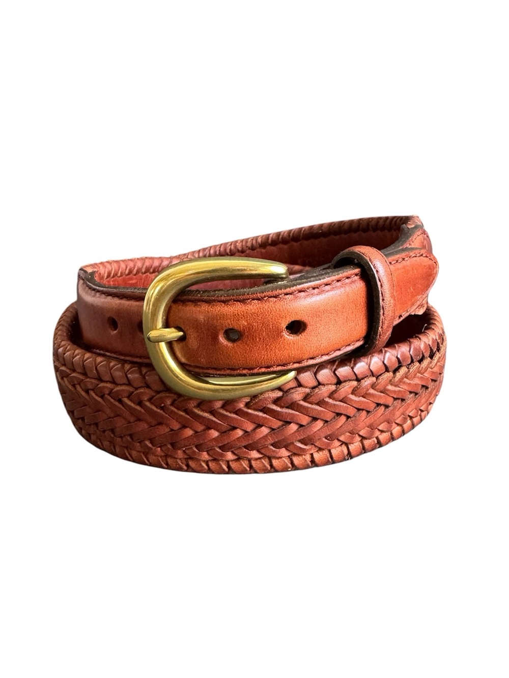 Vintage Brighton Belt Brown Woven Leather Unisex Womens Mens 36